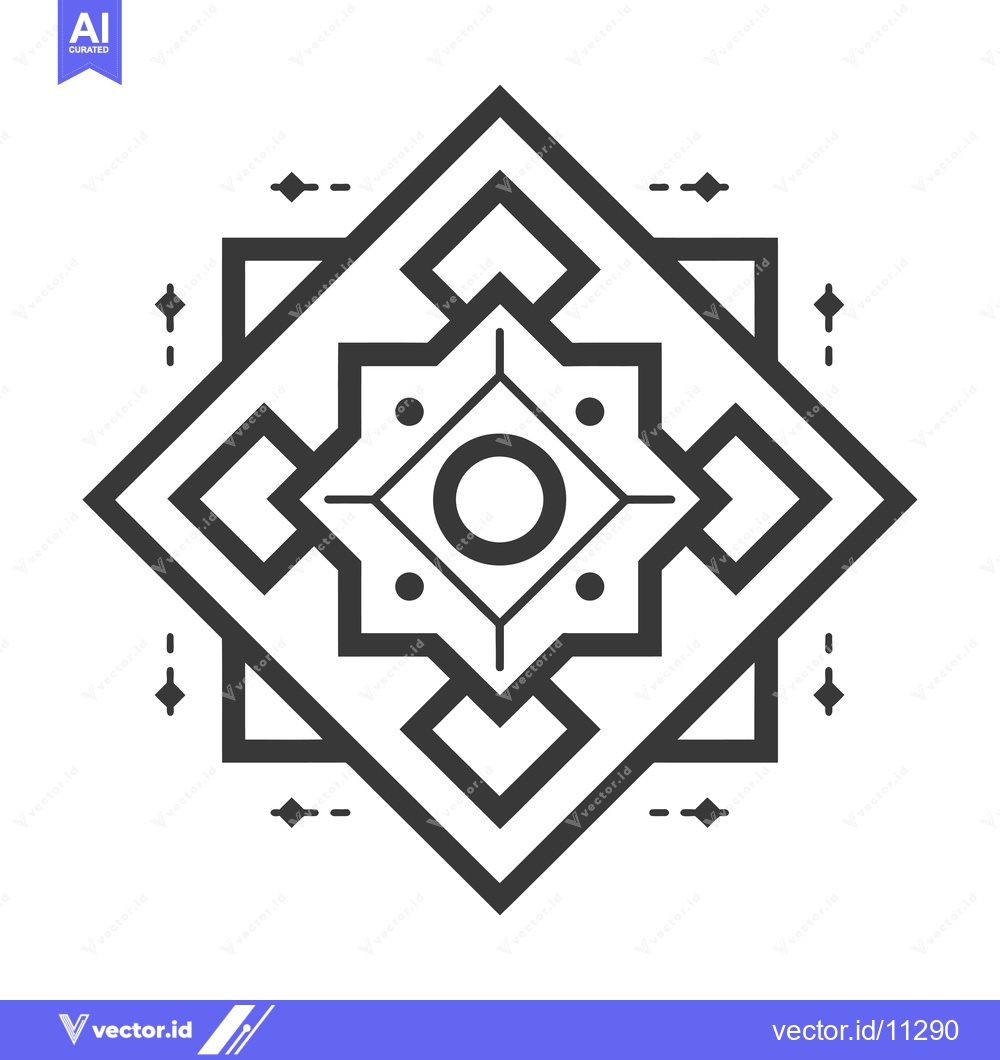 Premium Vector dari Abstract geometric design with a central circle and a diamond pattern