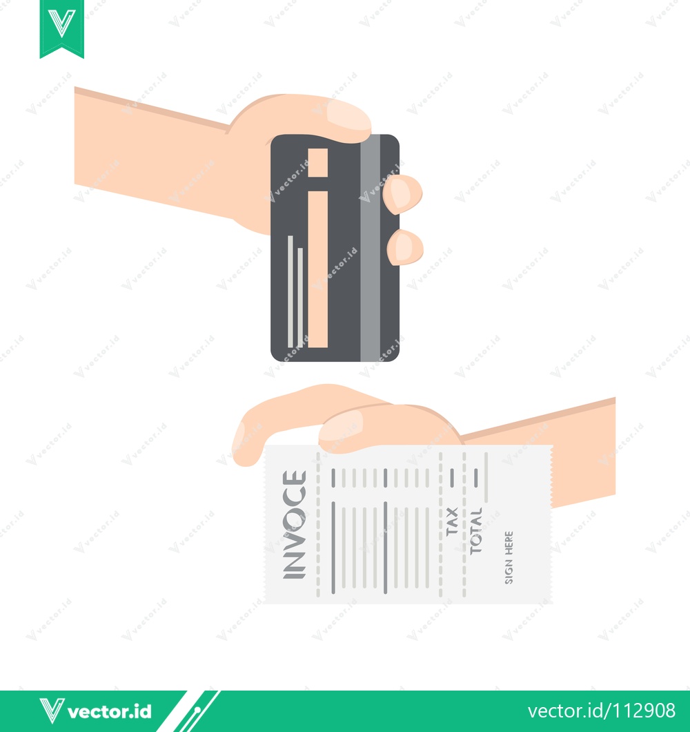 Premium Vector dari Hand Holding Credit Card and Invoice for Payment Transaction