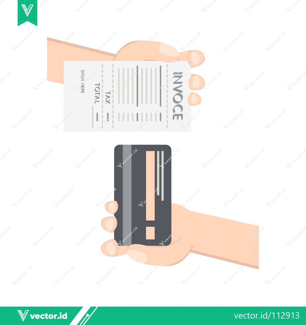 Premium Vector dari Hand Holding Invoice and Credit Card for Payment