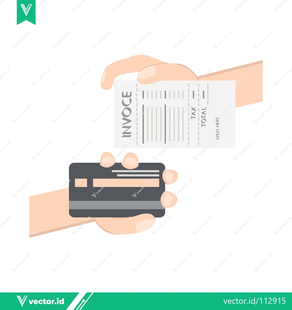 Premium Vector of Hand holding invoice and credit card for payment