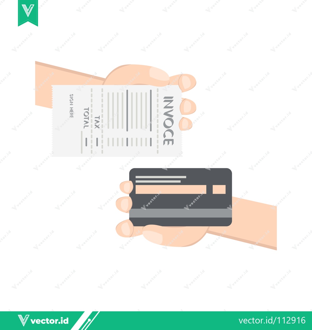 Premium Vector dari Hand Holding Invoice and Credit Card for Payment