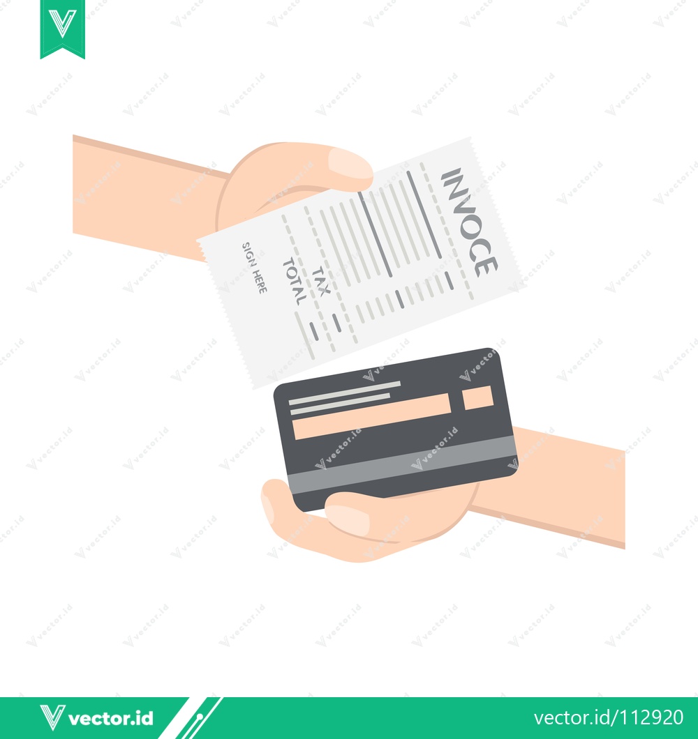 Premium Vector dari Hand Holding Invoice and Credit Card for Payment