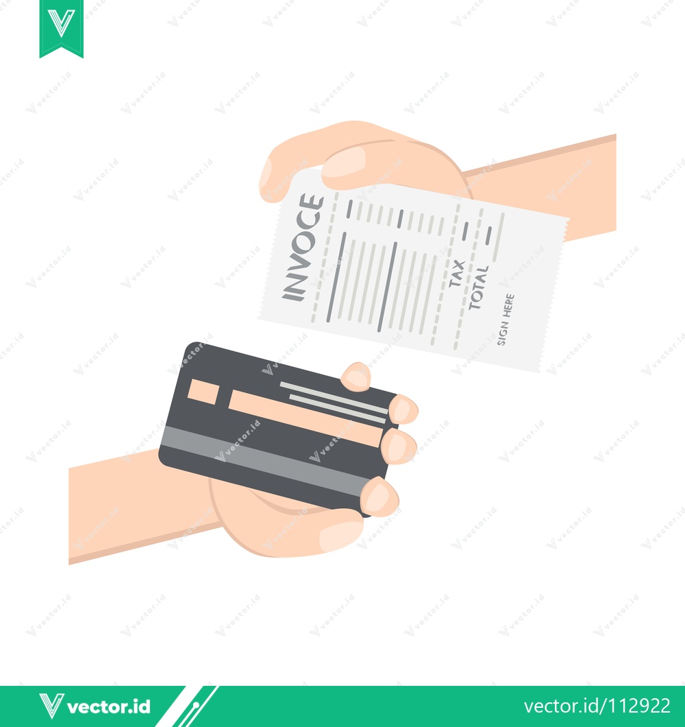 Premium Vector of Hands holding invoice and credit card for payment