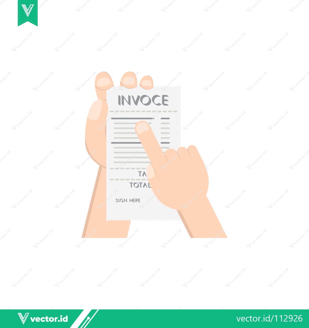 Premium Vector dari Hand holding and pointing at an invoice document