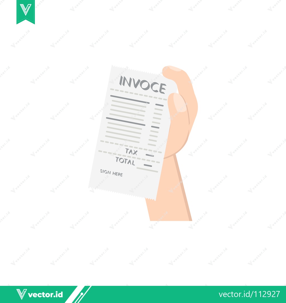 Premium Vector dari Hand holding an invoice document representing financial transactions and business