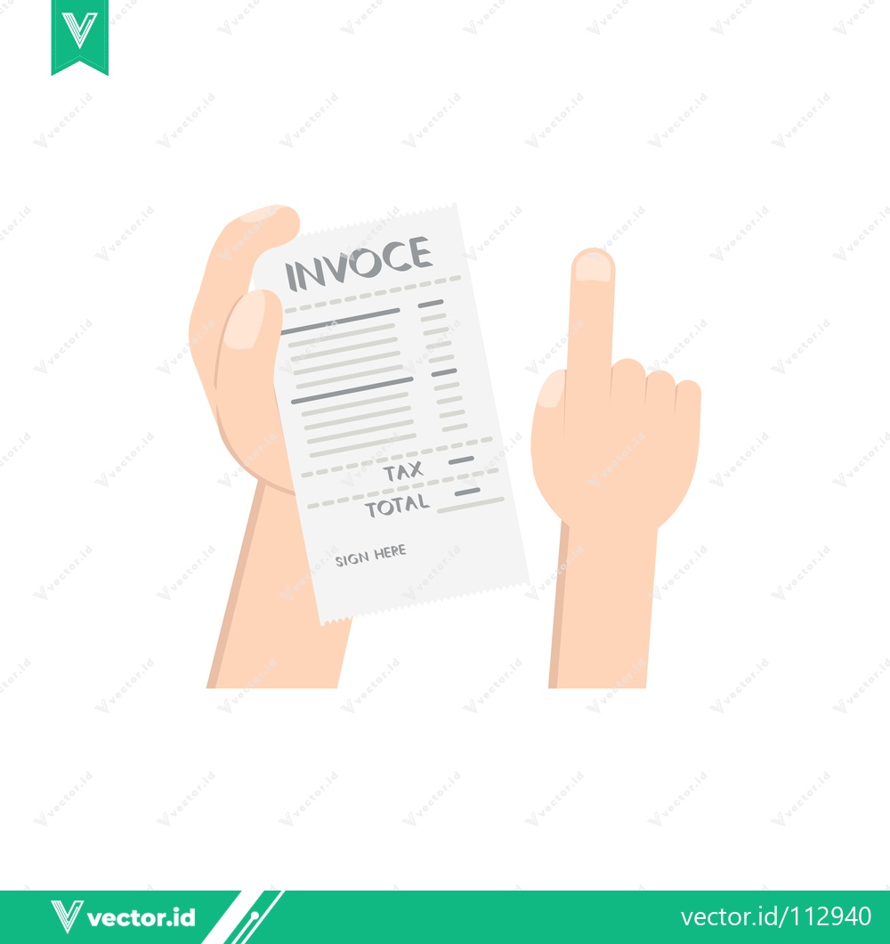 Premium Vector of Hand Holding Invoice Document with Finger Pointing Up