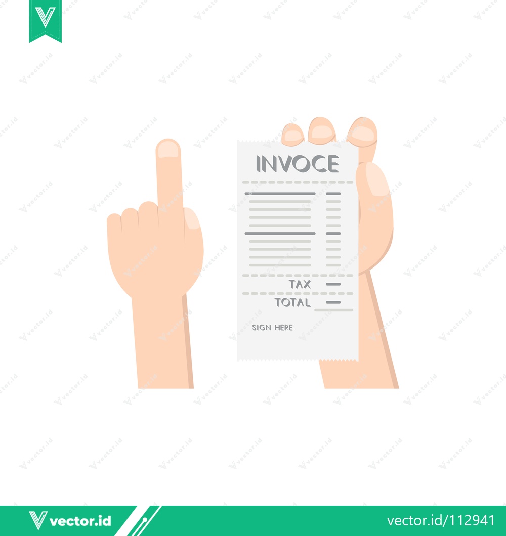 Premium Vector dari Hand Holding Invoice Document with Tax and Total Details