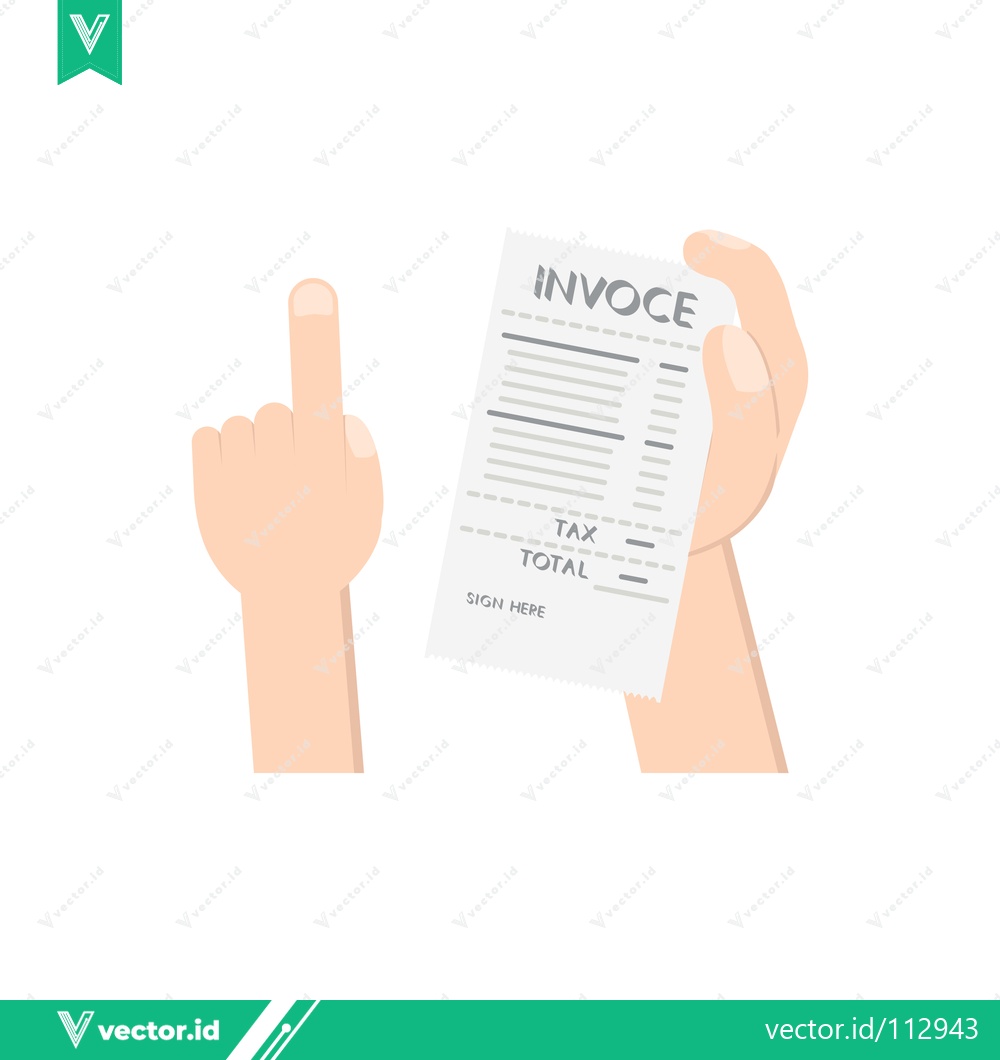 Premium Vector dari Hand Holding Invoice and Pointing Finger Illustration