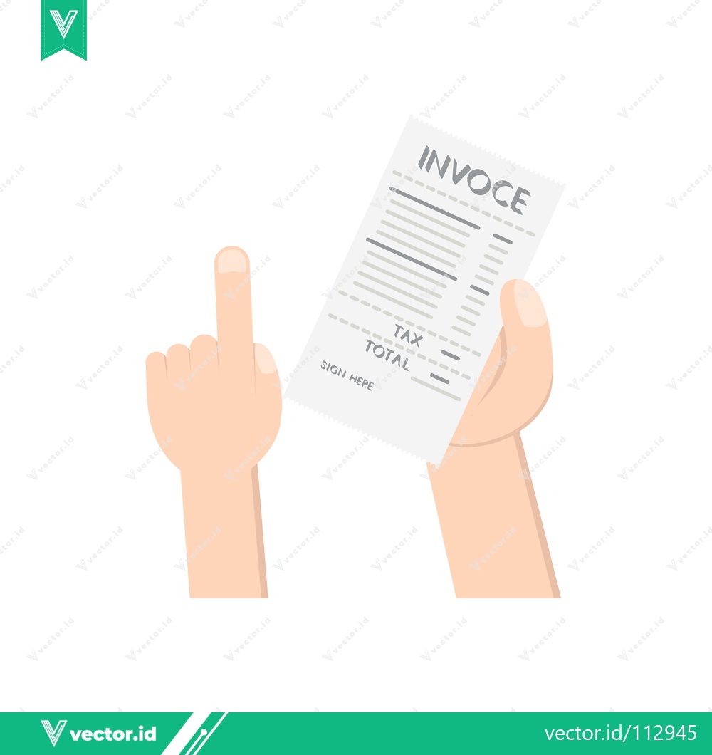 Premium Vector of Hand Holding Invoice Document with Finger Pointing Up
