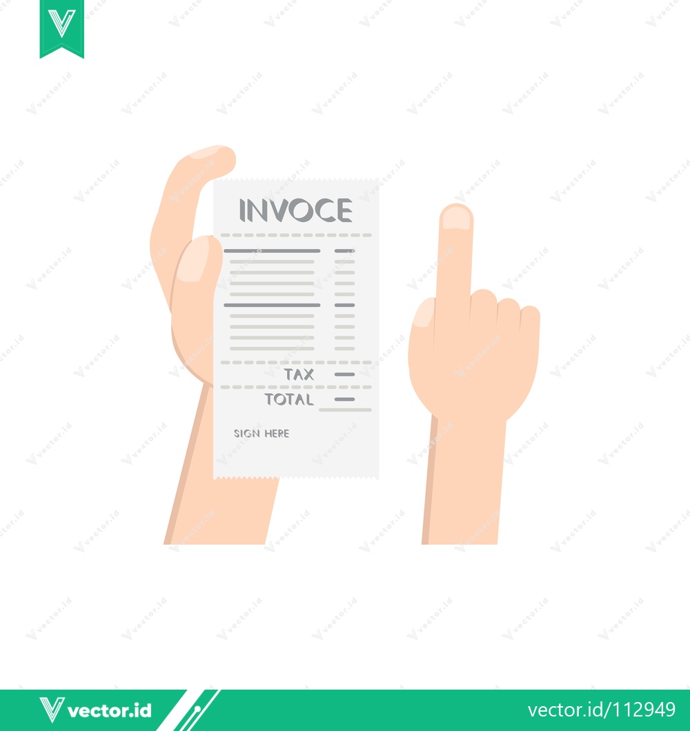 Premium Vector dari Hand Holding Invoice and Pointing Finger Illustration