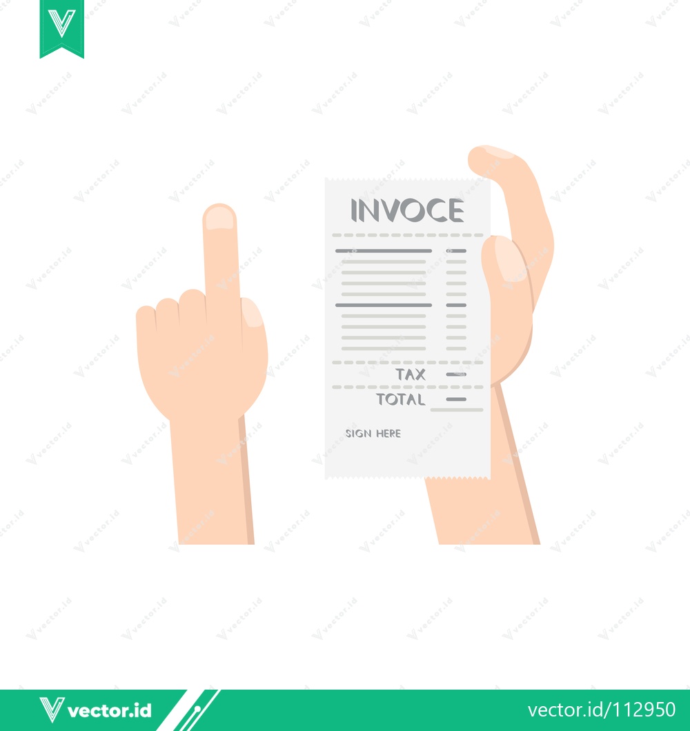 Premium Vector dari Hand Holding Invoice Document with Finger Pointing Up