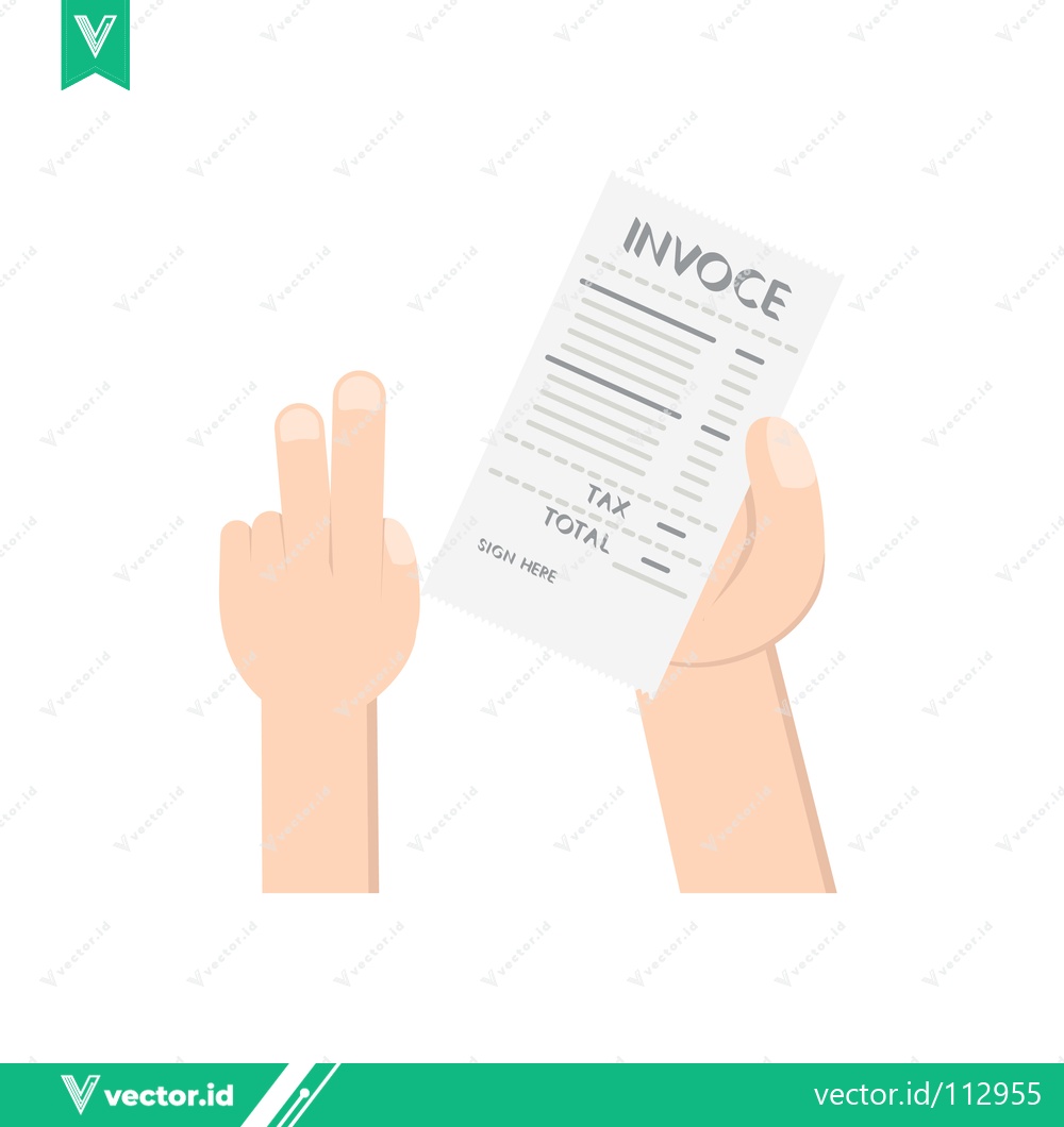 Premium Vector dari Hand Holding Invoice and Showing Peace Sign