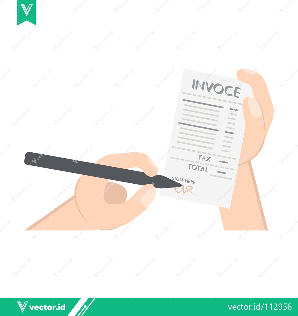 Premium Vector dari Hand Signing an Invoice Document with a Pen