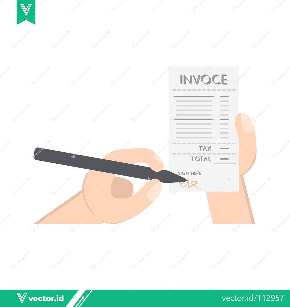 Premium Vector of Hand Signing an Invoice with a Pen