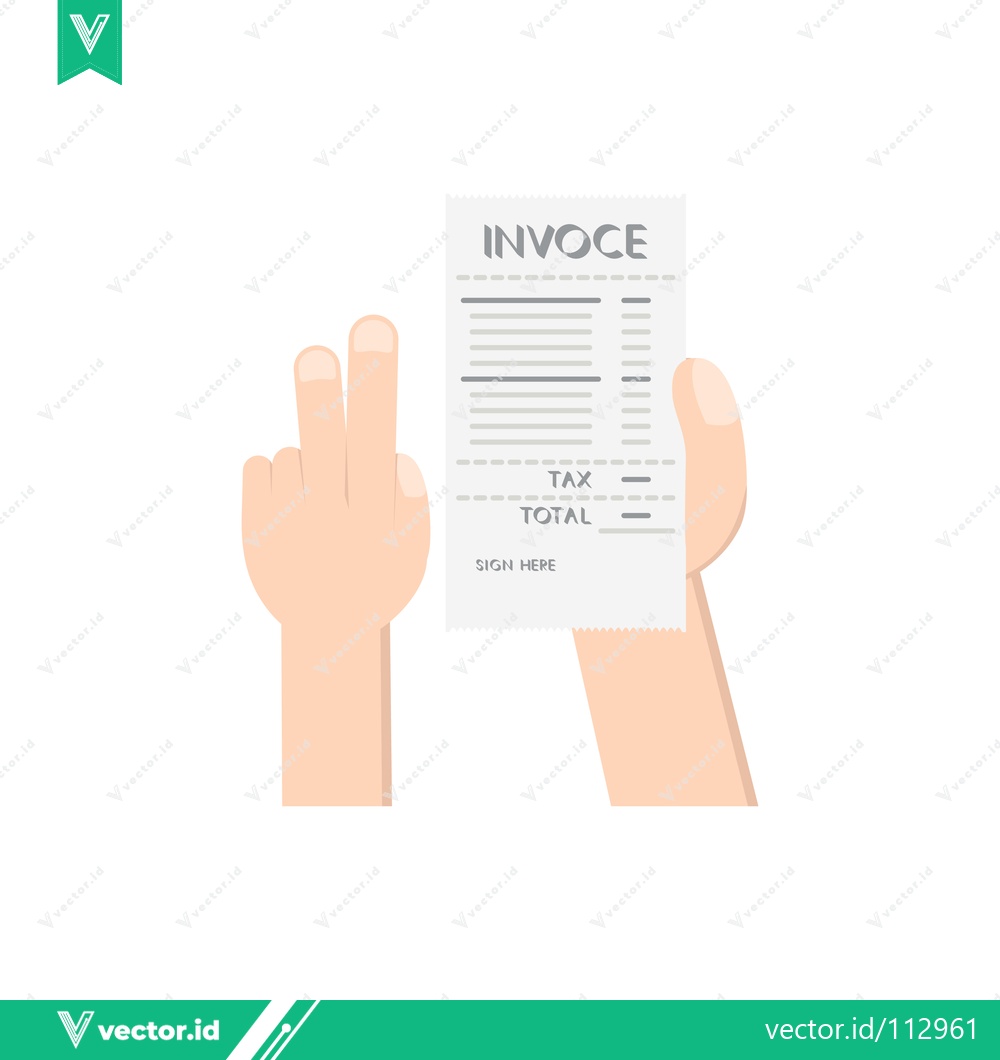 Premium Vector dari Hand Holding Invoice Document with Tax and Total Details