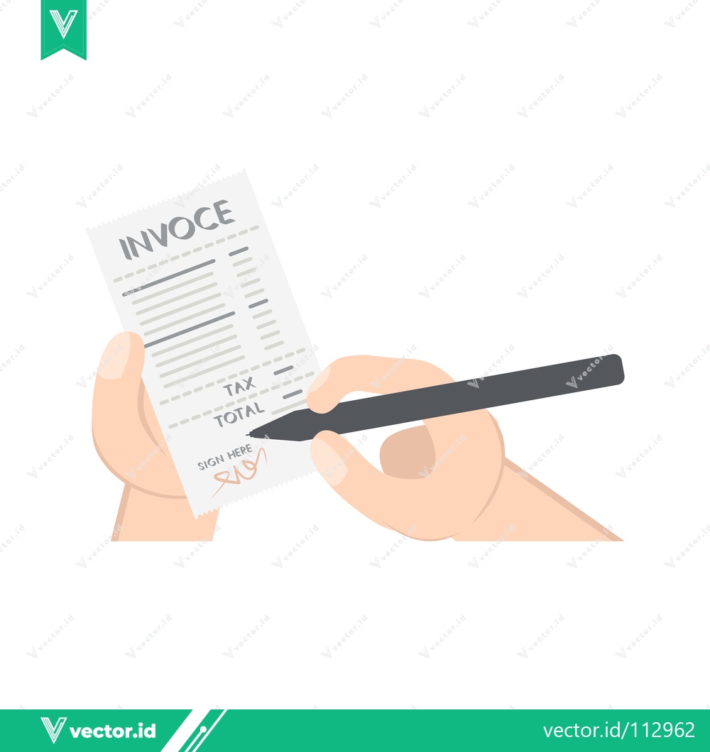Premium Vector dari Hand Signing Invoice Document with Pen for Financial Transaction