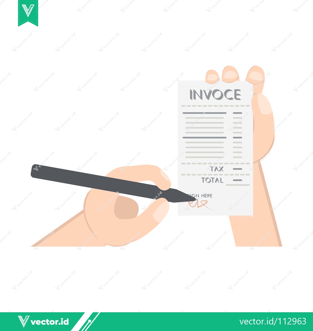 Premium Vector dari Hand Signing an Invoice Document with a Pen
