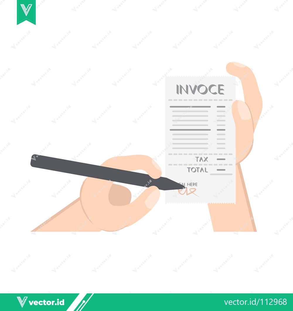 Premium Vector dari Hand Signing an Invoice with a Pen