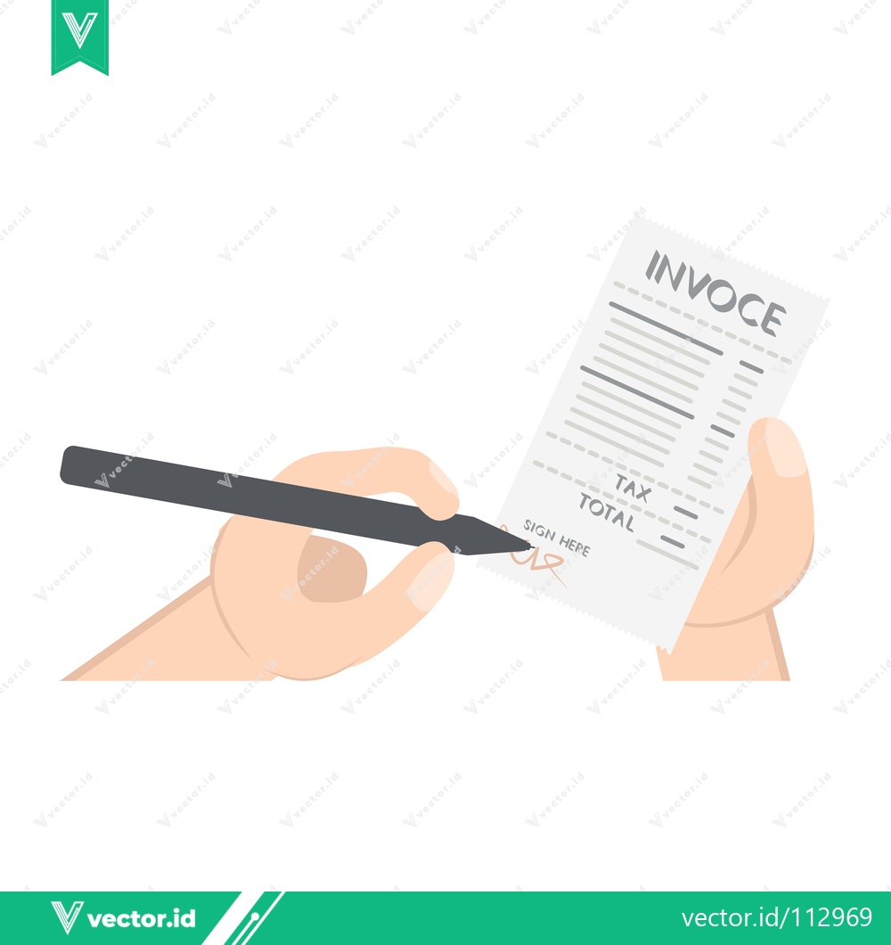 Premium Vector dari Hand Signing an Invoice Document with a Pen