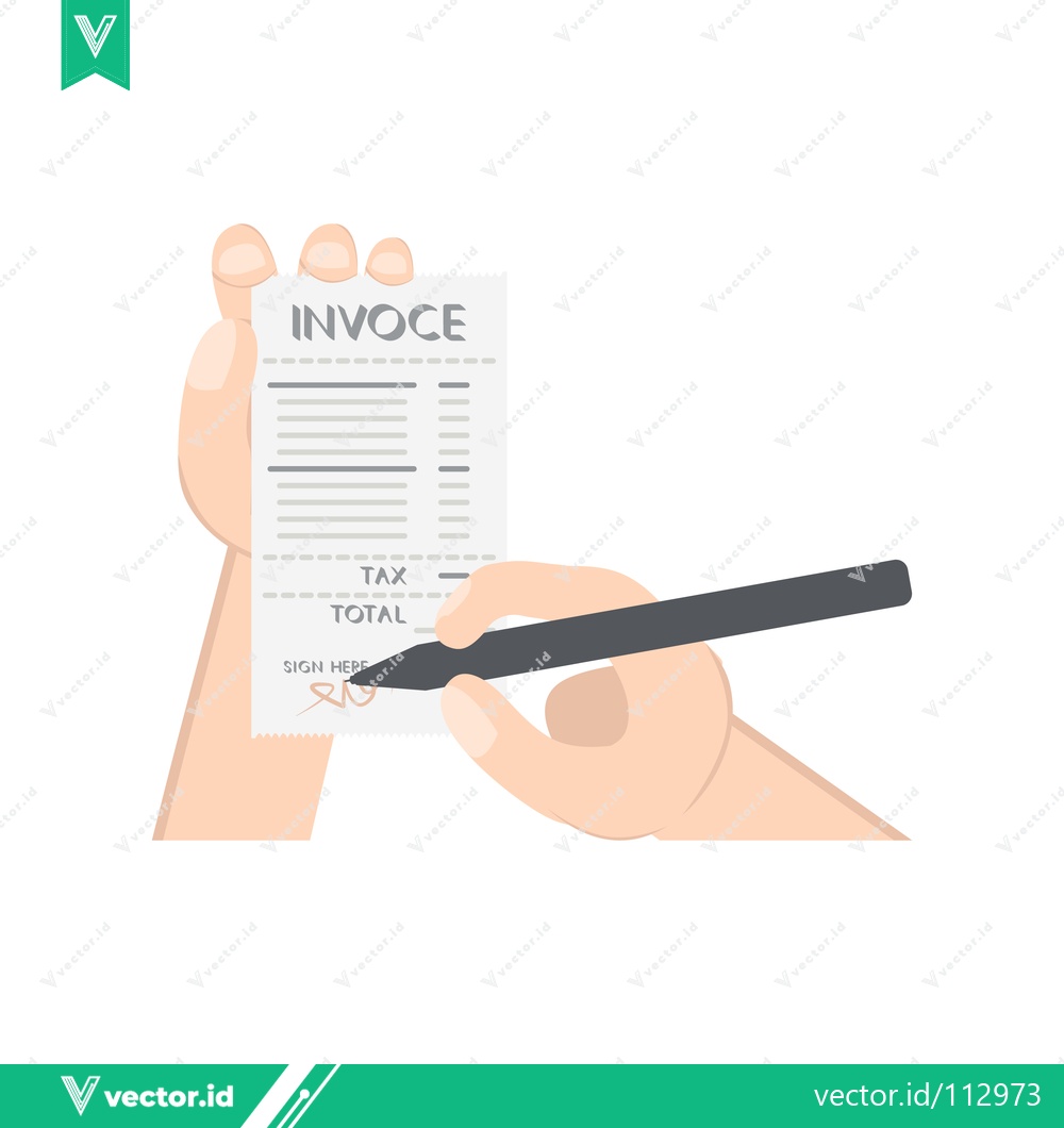 Premium Vector dari Hand Signing an Invoice Document with Pen
