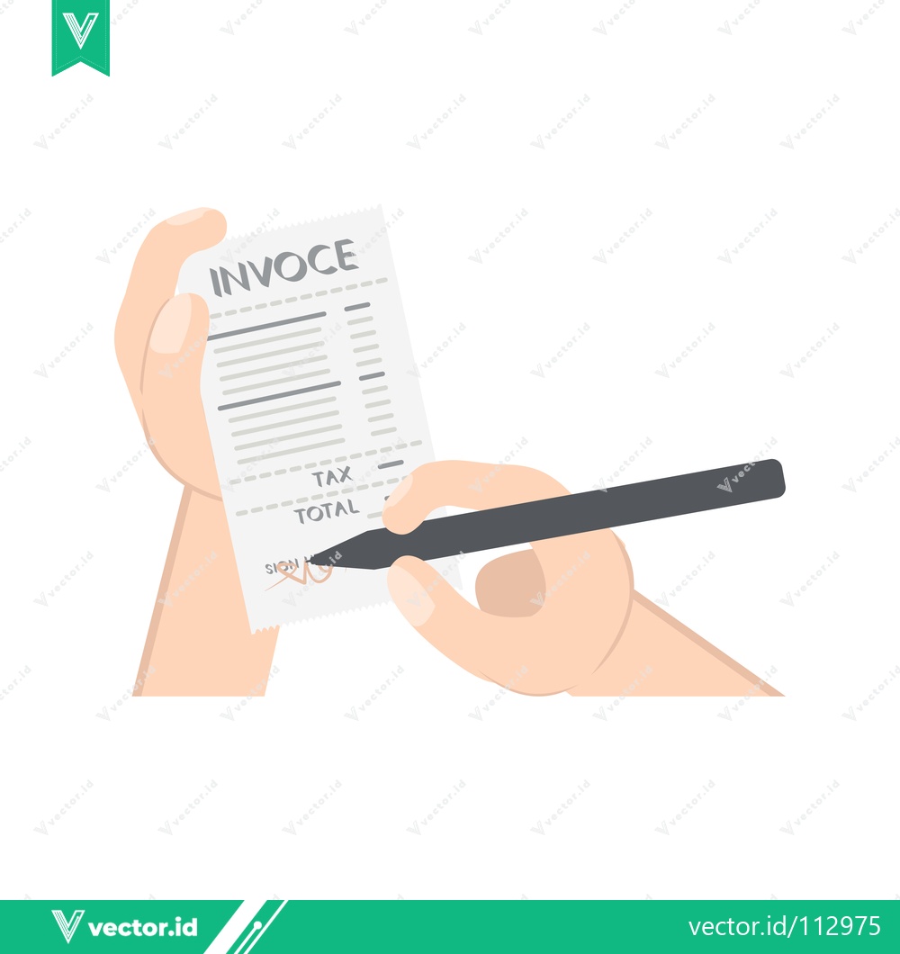 Premium Vector dari Hand holding invoice and pen writing down details