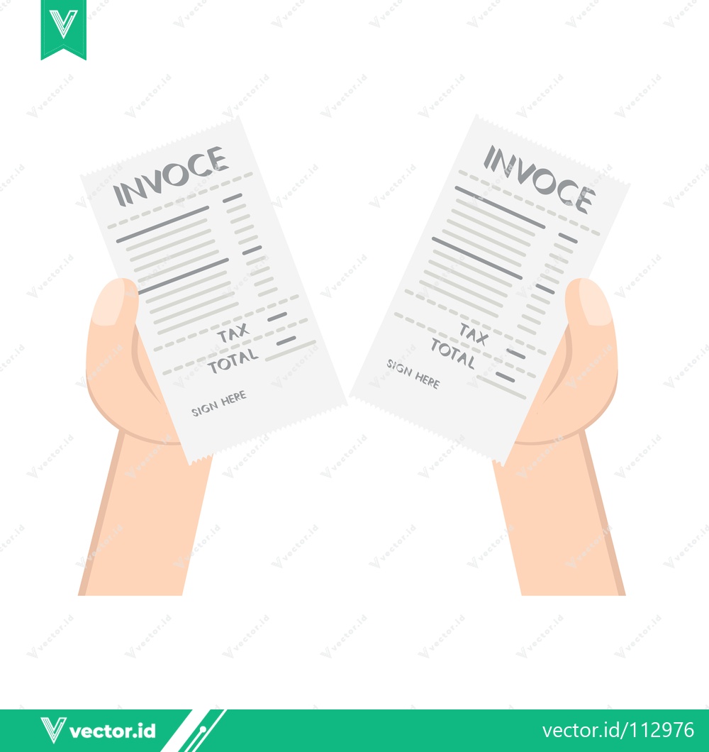 Premium Vector dari Two Hands Holding Invoices Showing Financial Transactions
