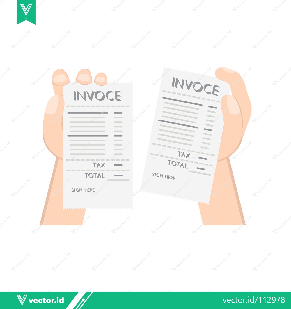 Premium Vector dari Torn Invoice Held by Hands Financial Document Split