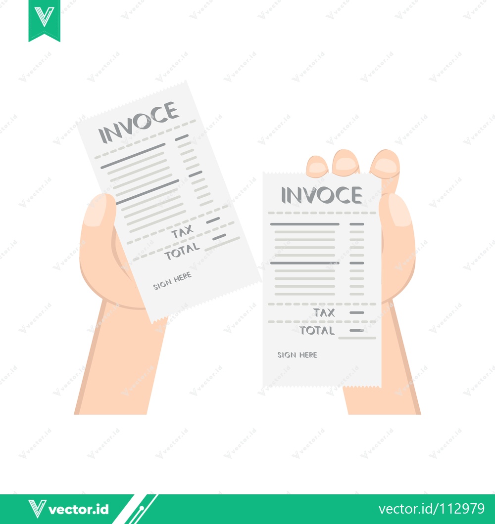 Premium Vector of Two Hands Holding Invoices Showing Financial Transactions and Tax Calculations