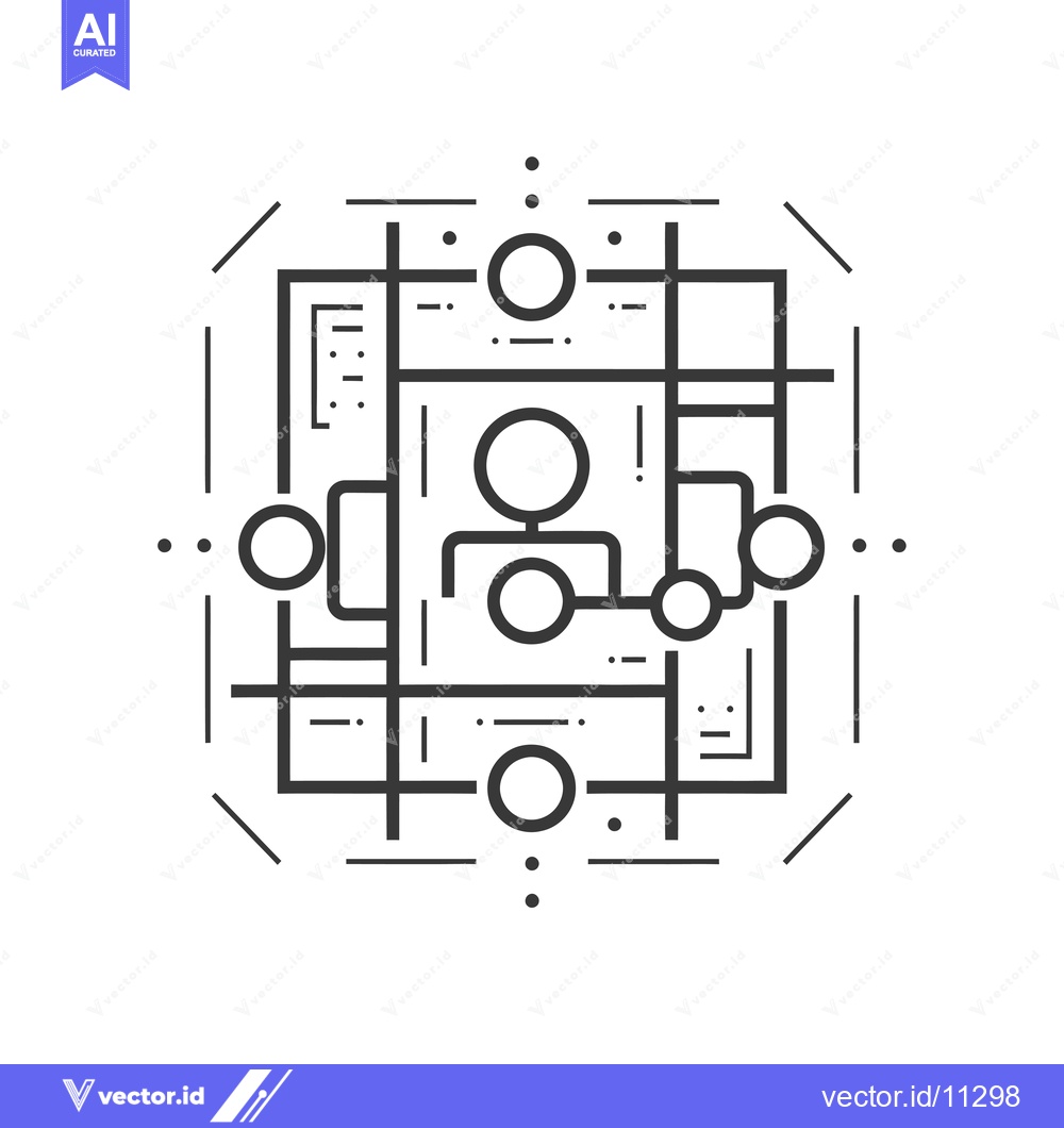 Premium Vector of Abstract Geometric Design with a Central Human Figure and Interconnect