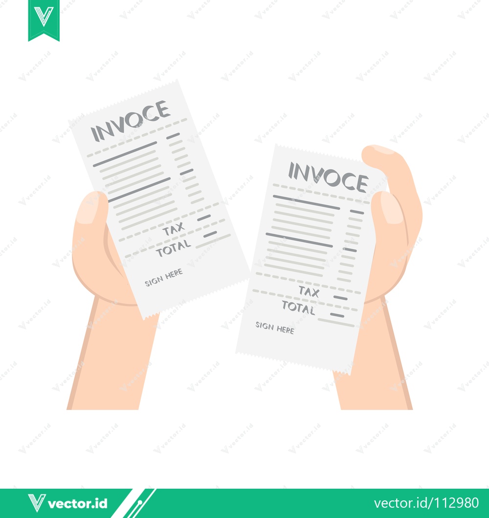 Premium Vector dari Two Hands Holding Invoices Showing Financial Transactions