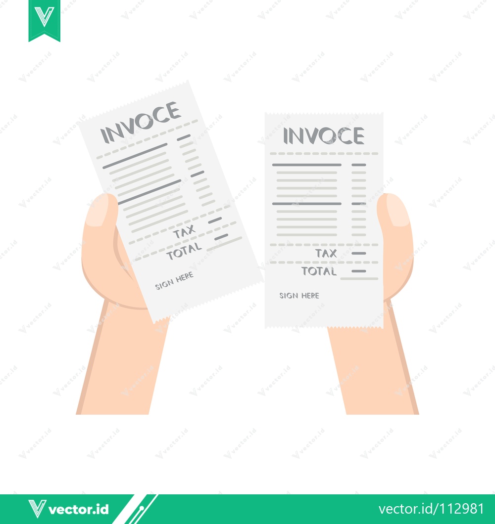 Premium Vector dari Two hands holding invoices comparing financial documents
