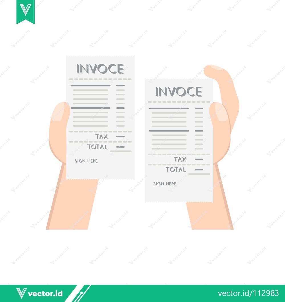 Premium Vector dari Two Hands Holding Invoices Showing Financial Transaction Details