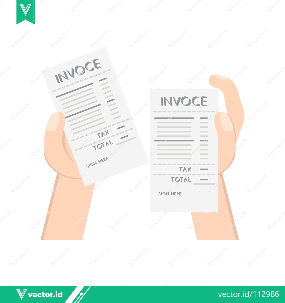 Premium Vector of Two Hands Holding Invoices Showing Financial Transactions