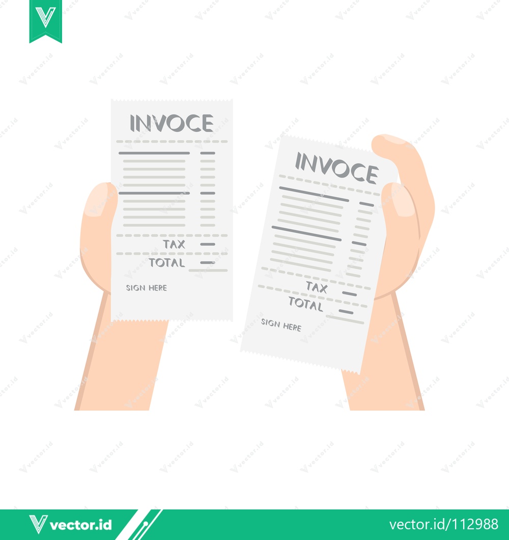 Premium Vector of Hands holding two invoices financial document concept