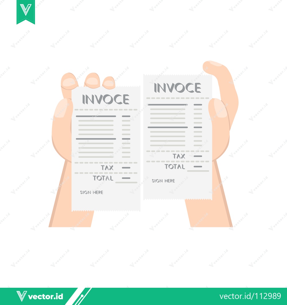Premium Vector of Hands holding two invoices financial document comparison
