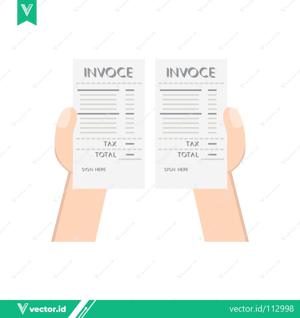 Premium Vector of Two hands holding invoices financial document concept