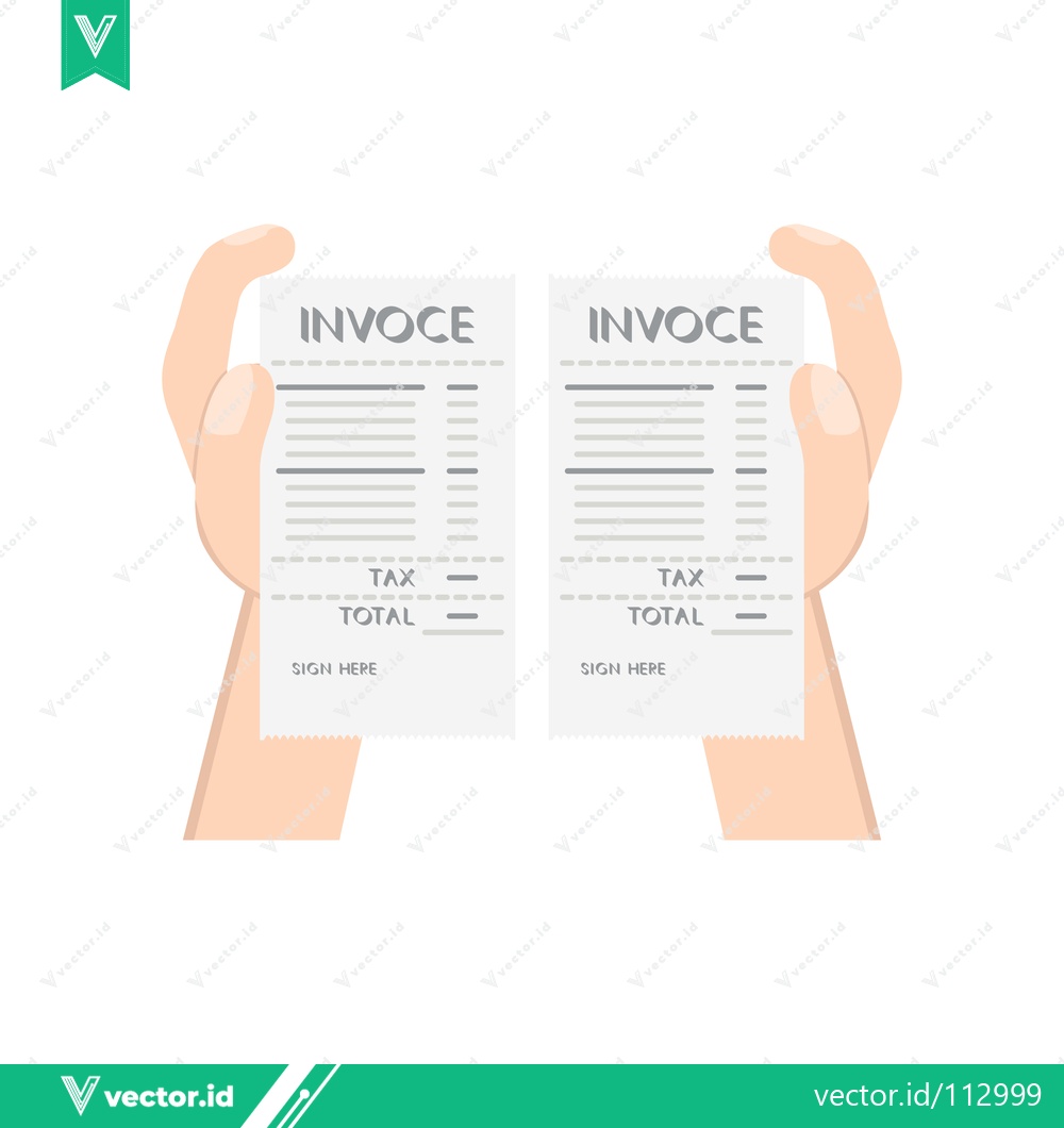 Premium Vector dari Two invoices held by hands financial document concept
