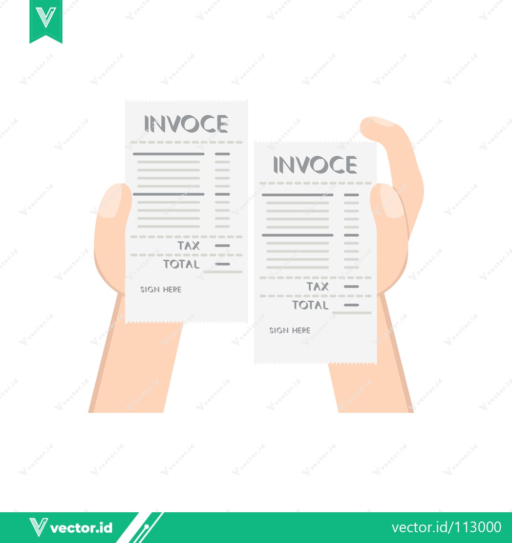 Premium Vector dari Two hands holding identical invoices side by side comparison