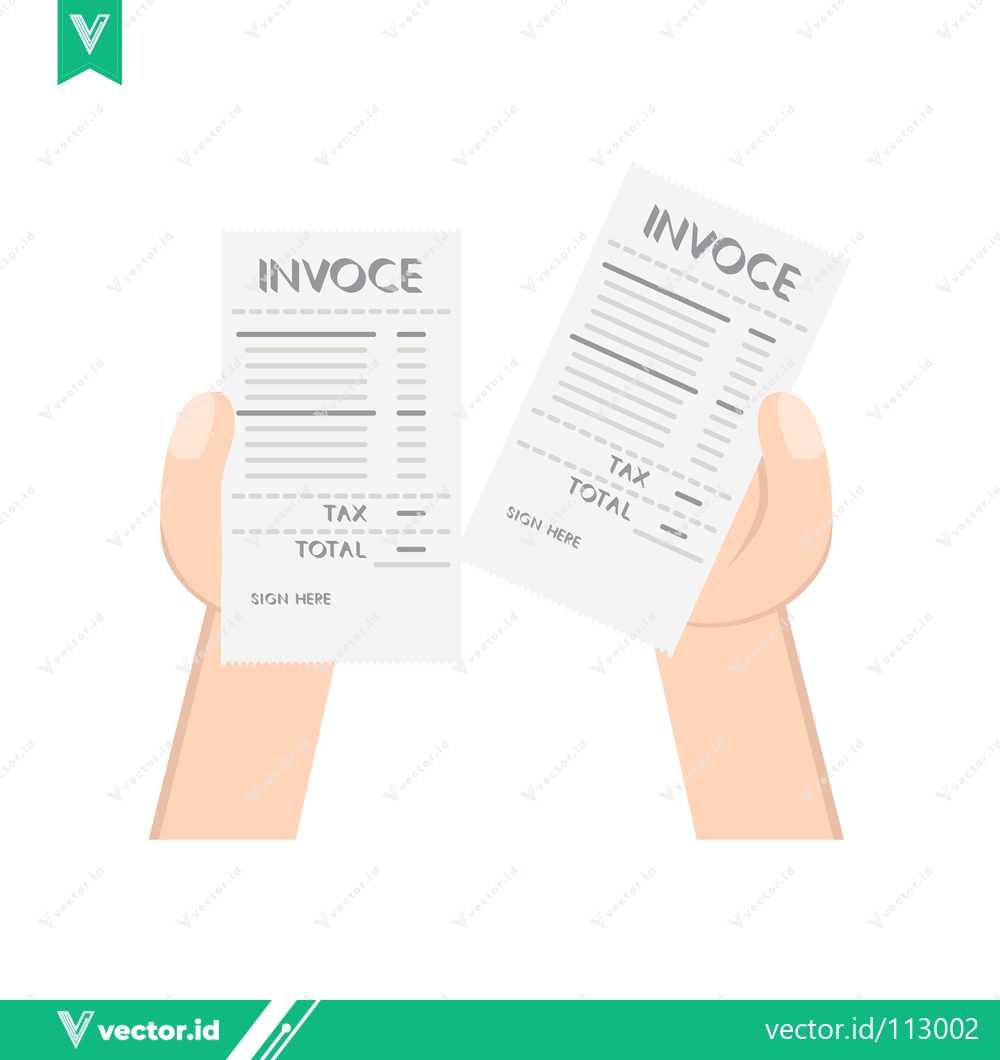 Premium Vector of Two Hands Holding Invoices Showing Financial Records