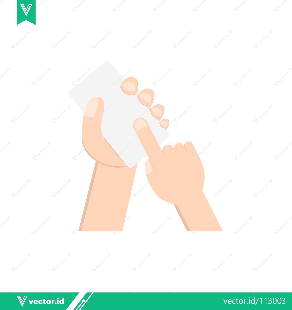 Premium Vector dari Hand Holding and Touching a White Card