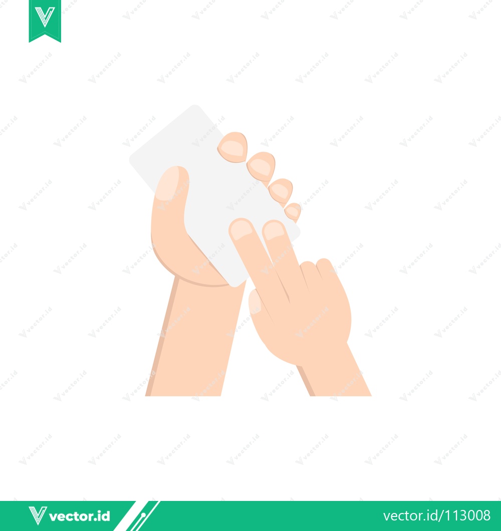 Premium Vector dari Close-up of Two Hands Holding and Touching a White Card