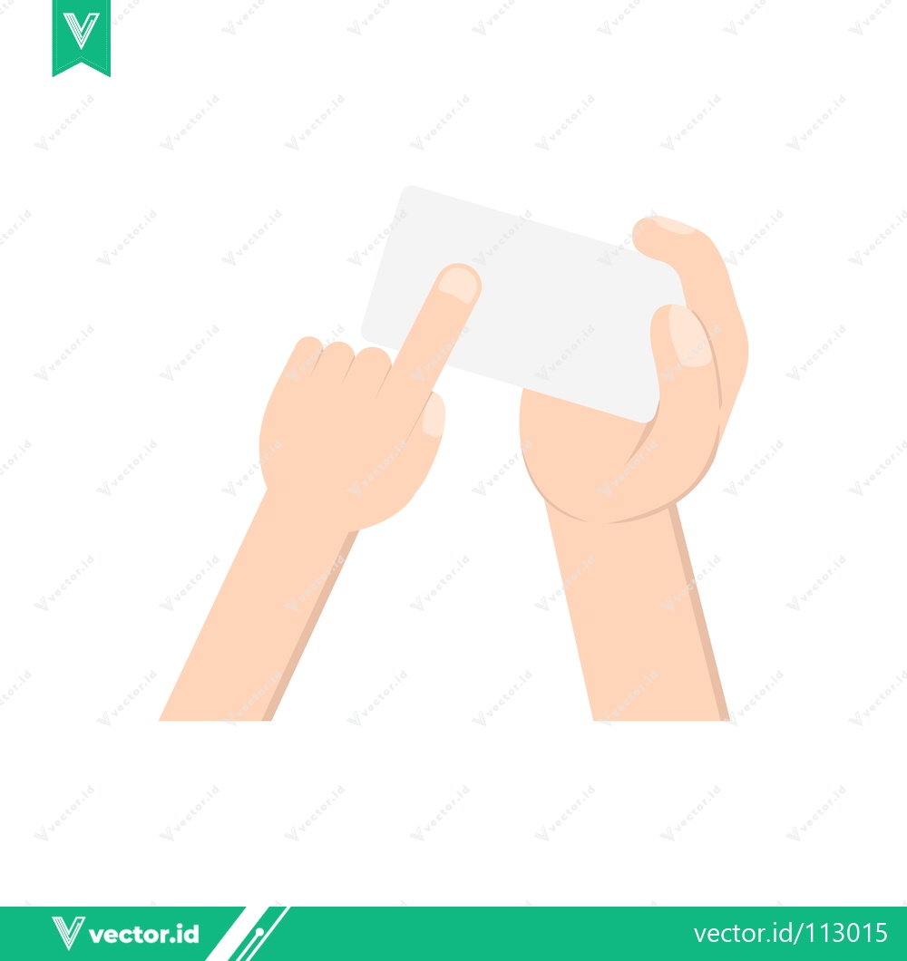 Premium Vector of Hands holding and touching a blank white card