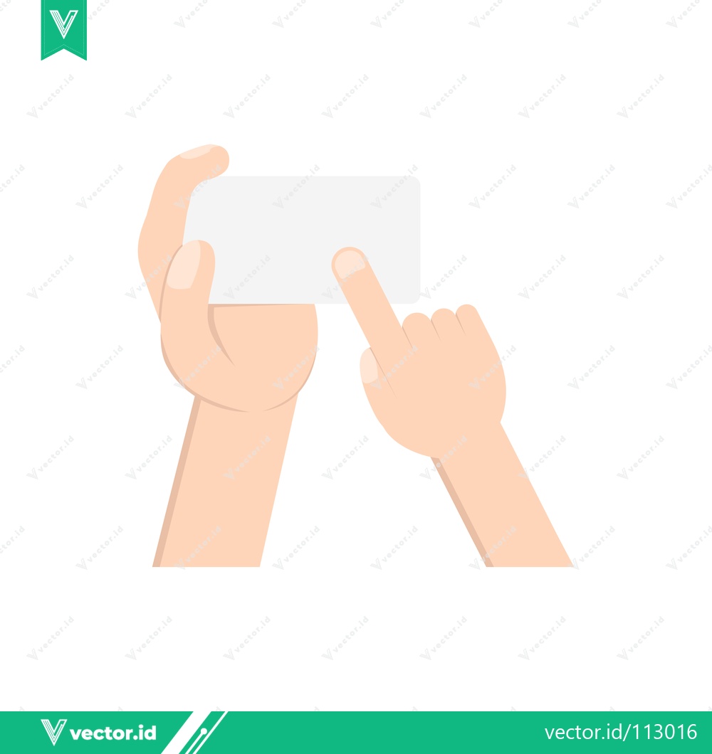 Premium Vector dari Two hands holding and pointing at a blank white card