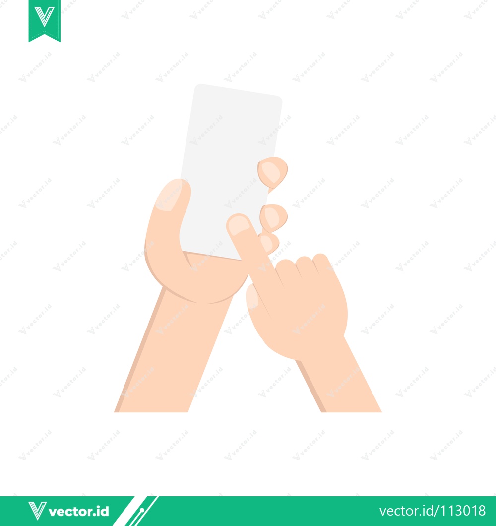Premium Vector dari Hand Holding and Touching a Blank White Smartphone Screen