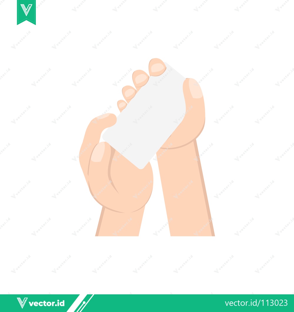 Premium Vector of Close-up of Hands Holding a White Card