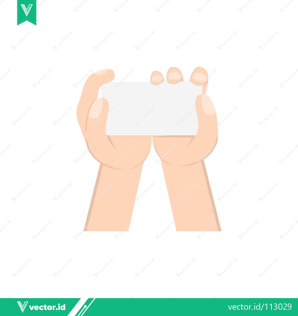 Premium Vector of Two Hands Holding a Blank White Card