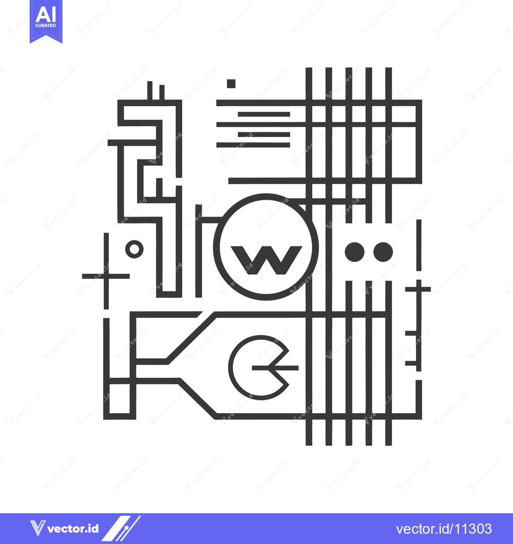 Premium Vector dari Abstract Geometric Design with a Circle Containing the Letter "W"