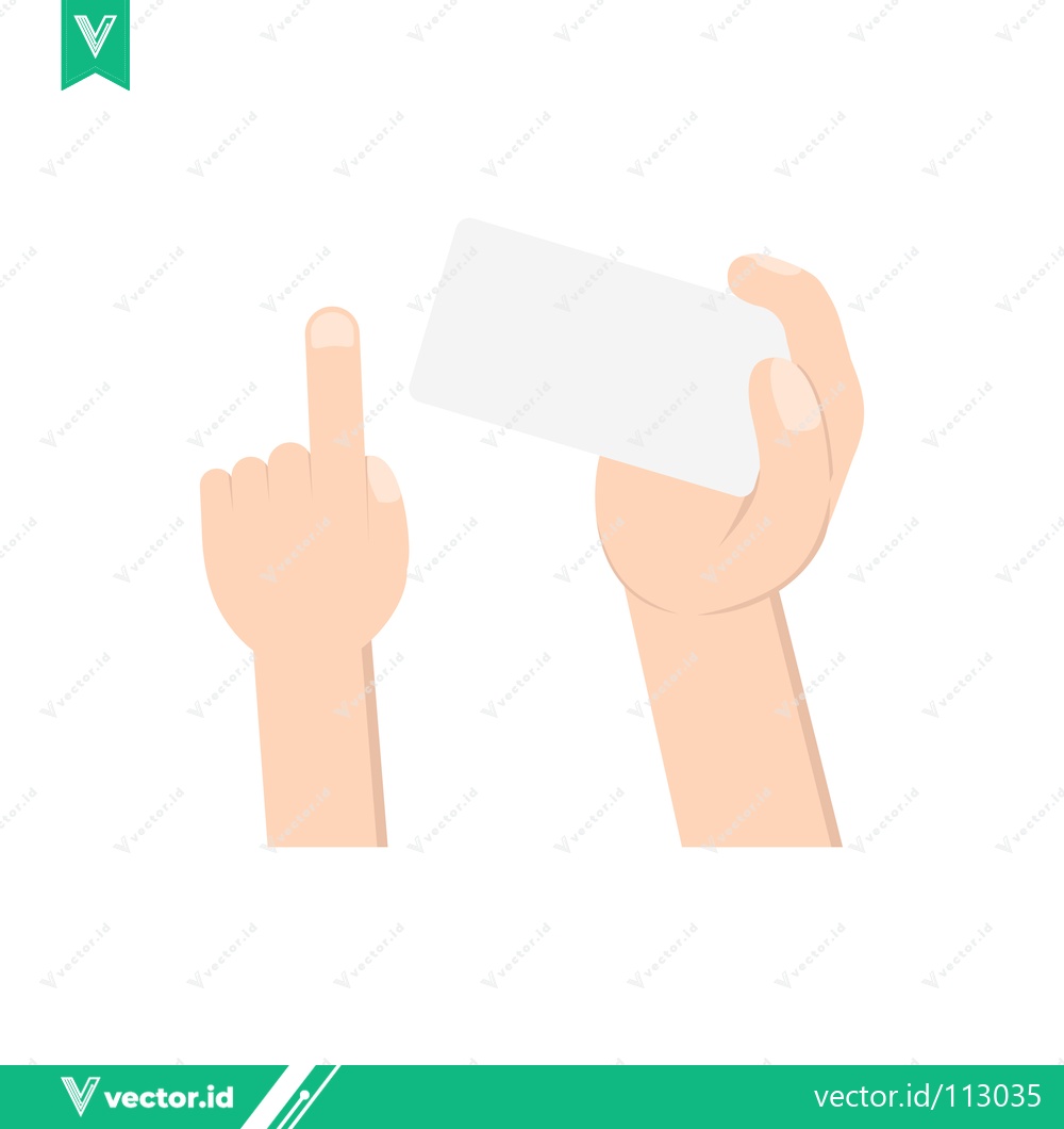 Premium Vector dari Two Hands Holding and Pointing at a Blank Card
