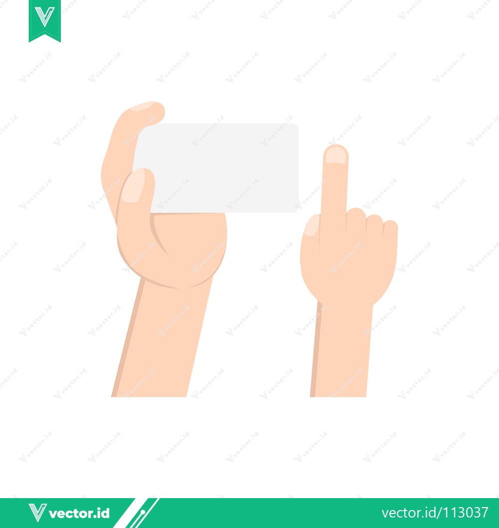 Premium Vector dari Hand Holding Blank Card and Pointing Finger