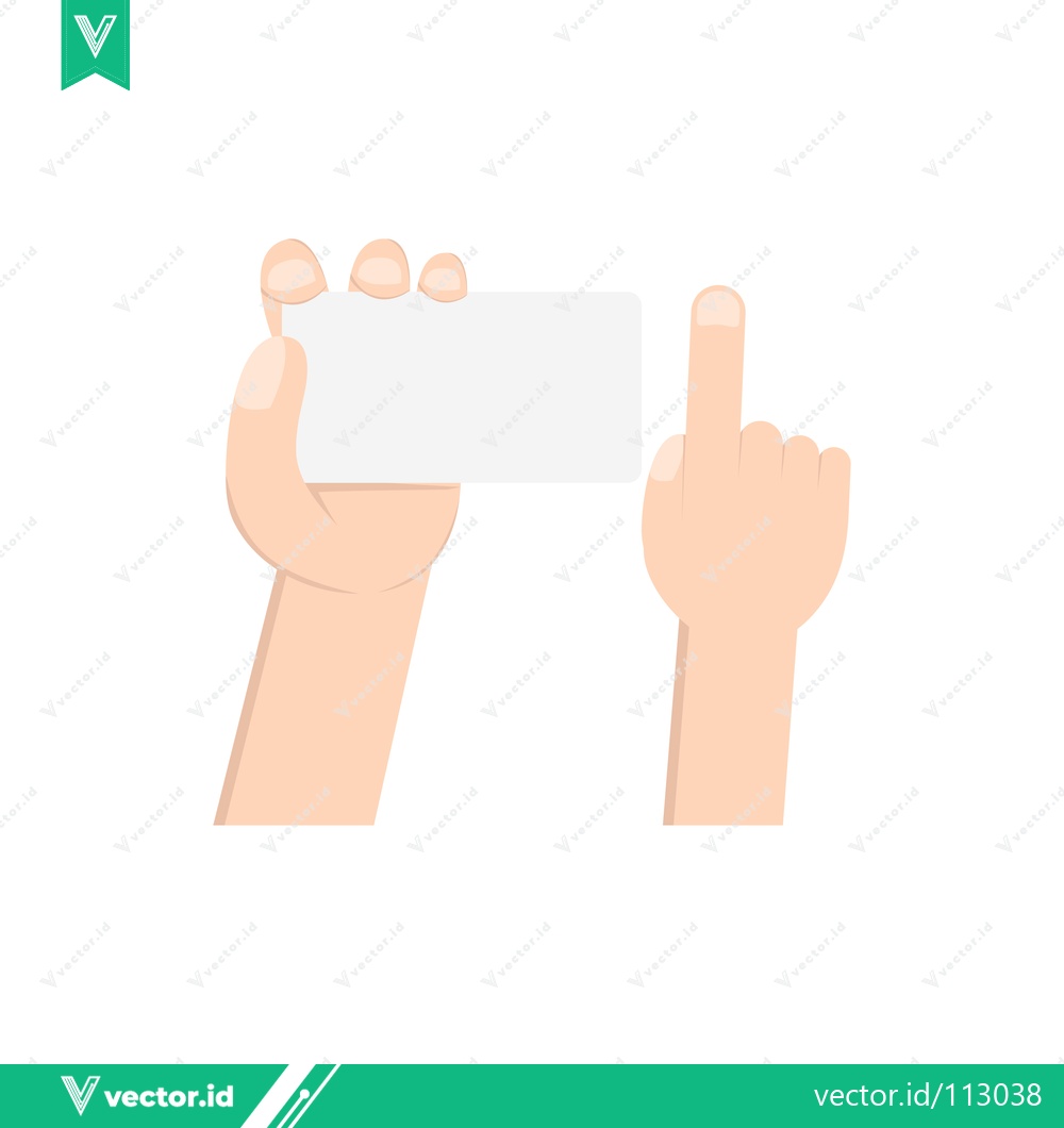 Premium Vector dari Hand Holding Blank Card and Pointing Finger